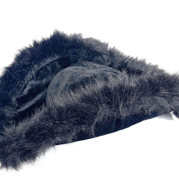 ELOPE 70’s Style Black Velvet Pimp Big Daddy w/ Fur trim Hat Vtg - Picture 4 of 12